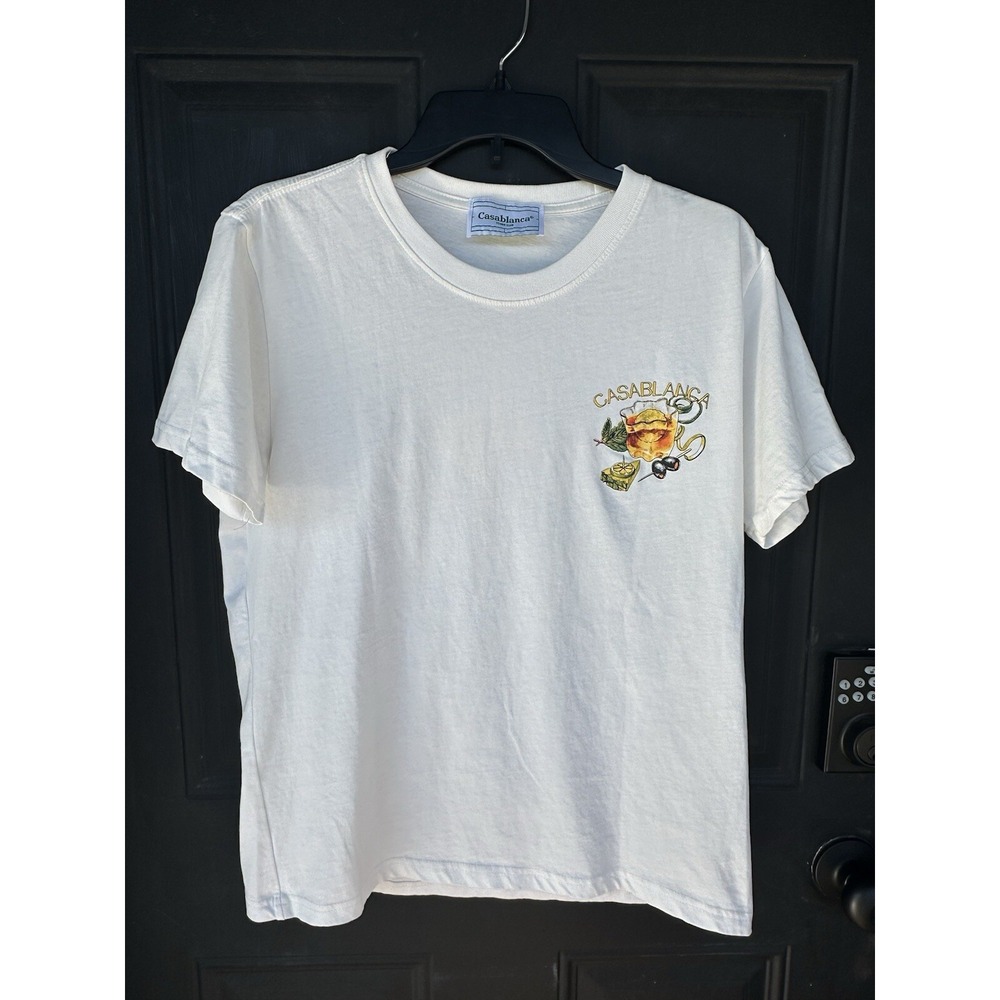 Casablanca Casa Club T-Shirt Crew Neck‎ Size M White Bar Drink Alcohol Beverage